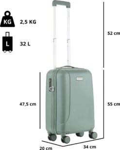 CarryOn Skyhopper Handbagage En Beautycase - 55cm TSA Trolley En Make-up Koffer - Olijf -Bagage Kortingen Winkel 966x1200