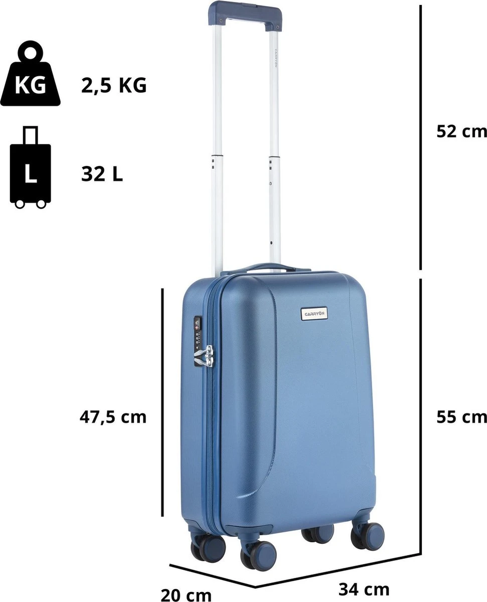 CarryOn Skyhopper Handbagage En Beautycase - 55cm TSA Trolley En Make-up Koffer - Blauw 11 CarryOn Skyhopper Handbagage En Beautycase - 55cm TSA Trolley En Make-up Koffer - Blauw - Afbeelding 9