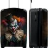 NoBoringSuitcases.com® Trolley - Reiskoffers - Clown - Hoed - Kraag - Portret - Horror - Trolley Op Wieltjes - Past Binnen 55x40x20 Cm En 55x35x25 Cm - Koffertje - Handbagagekoffer