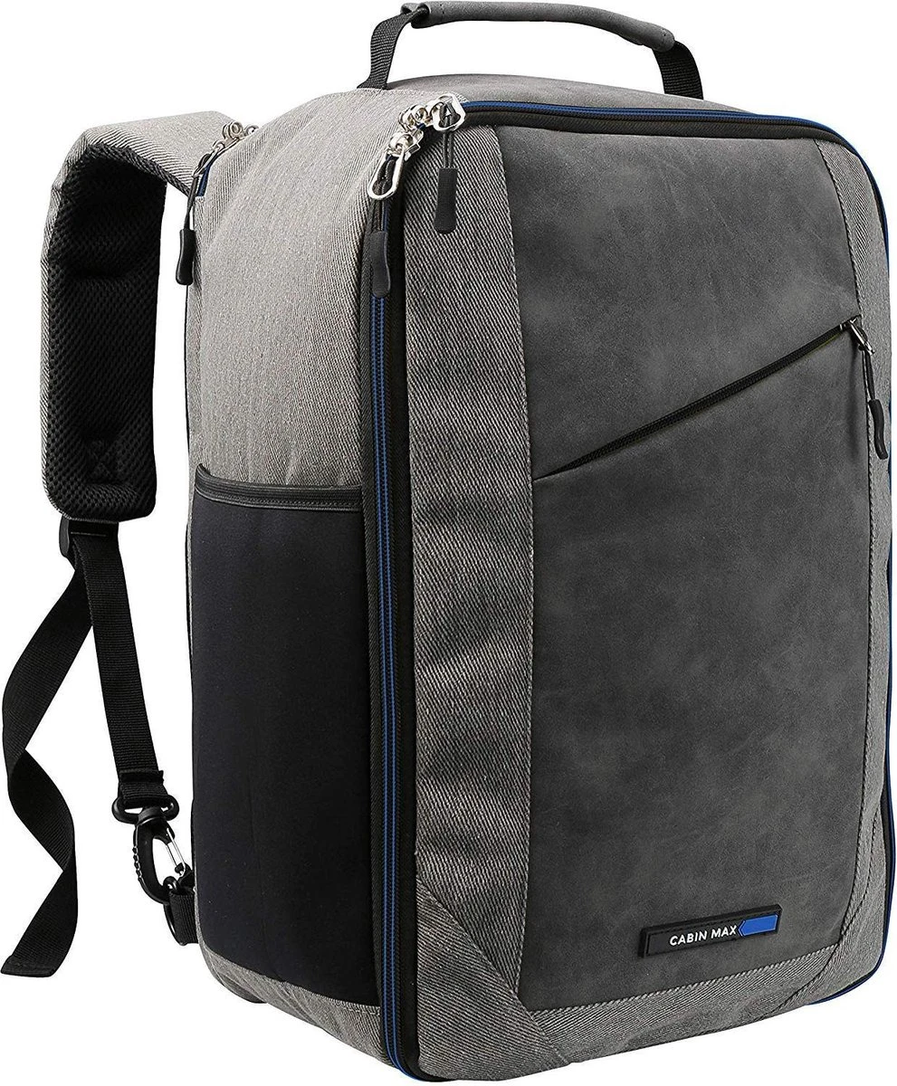 CabinMax Manhatten – Handbagage 20L – Rugzak – Schooltas - 40x20x25 Cm – Compact Reistas – Lichtgewicht – Grijs/Blauw 3 CabinMax Manhatten – Handbagage 20L – Rugzak – Schooltas - 40x20x25 Cm – Compact Reistas – Lichtgewicht – Grijs/Blauw